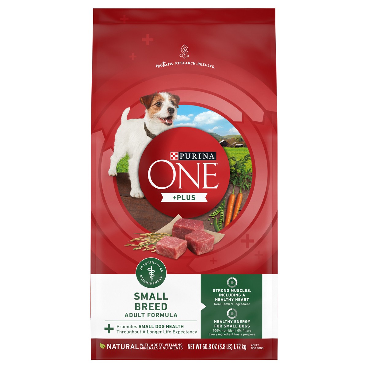 slide 1 of 8, Purina ONE Natural Small Breed Dry Dog Food, +Plus Lamb & Rice Formula - 3.8 lb. Bag, 3.80 lb