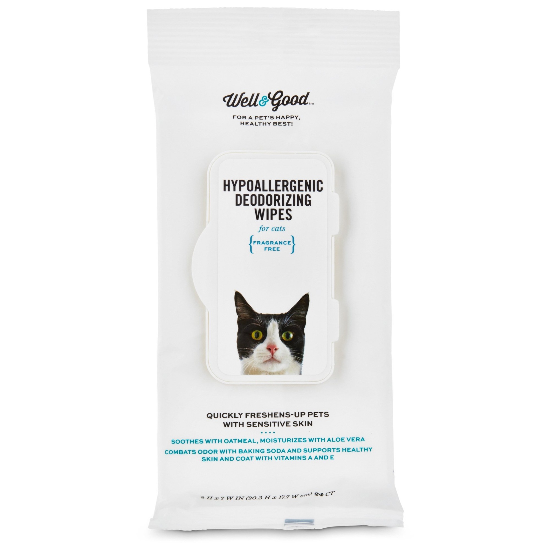 slide 1 of 1, Well & Good HypoallerGenic Deodorizing Cat Wipes, 24 ct