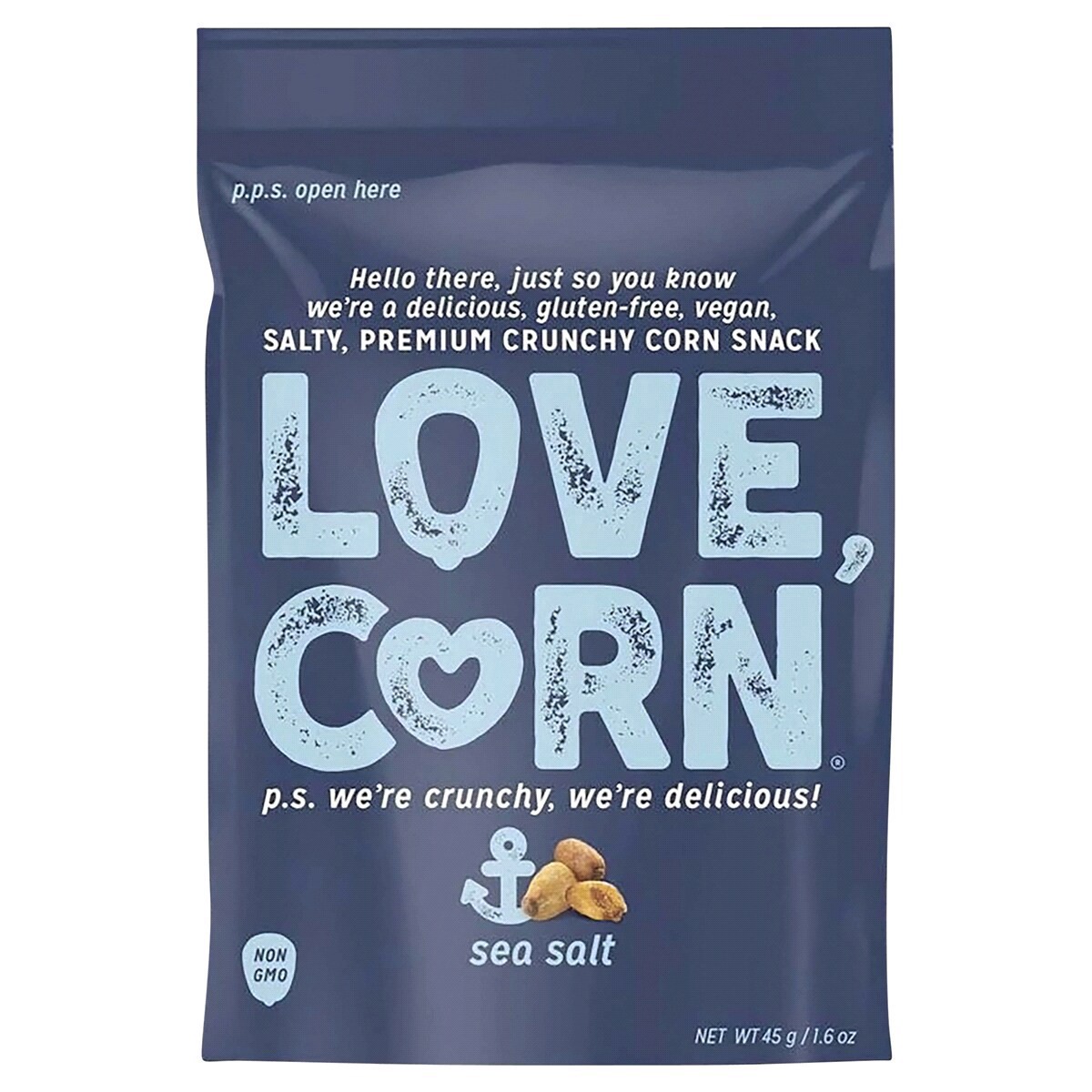 slide 1 of 1, LOVE CORN Roasted Sea Salt Corn Snack - 1.6 oz, 1.6 oz