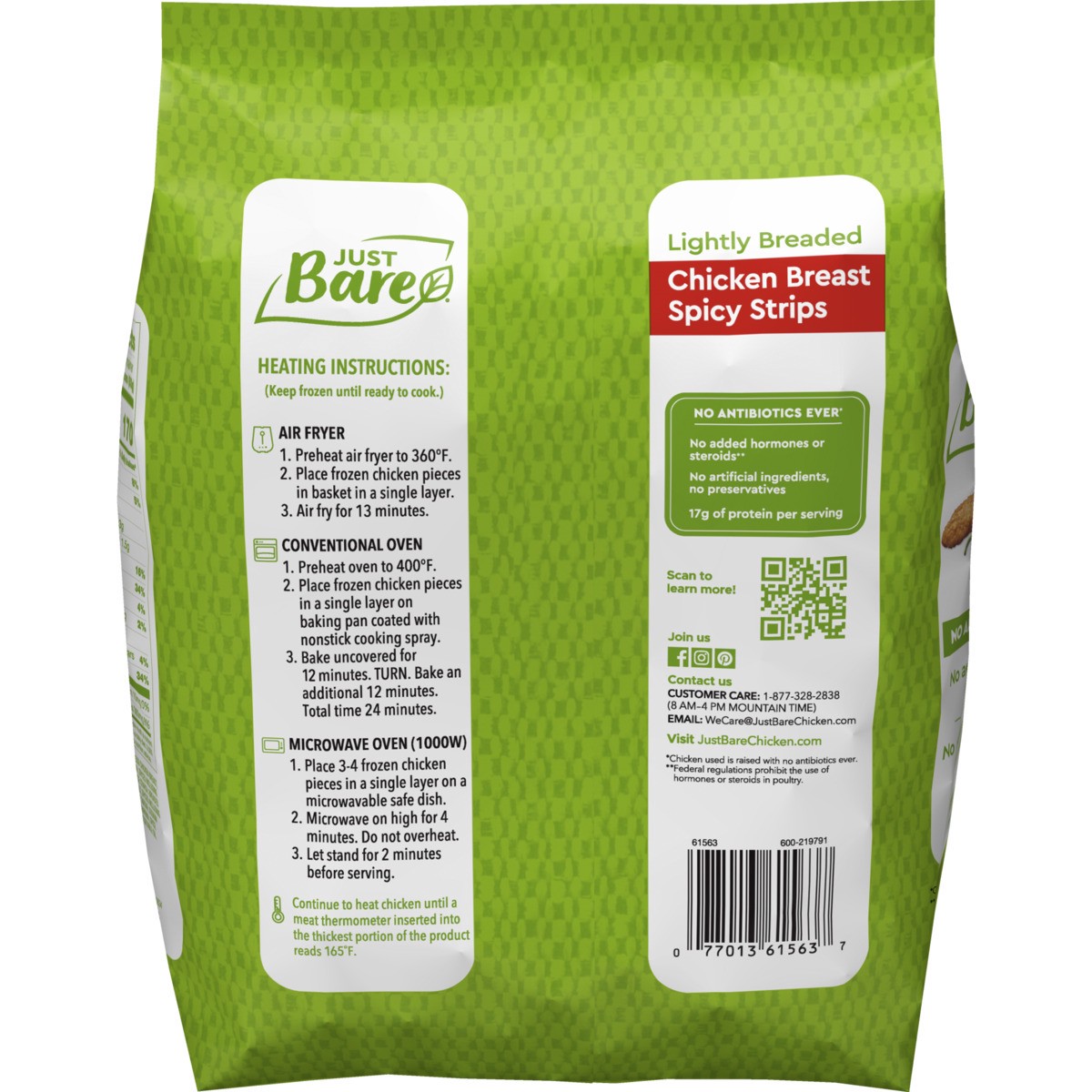 slide 3 of 7, Just BARE Lightly Breaded Chicken Breast Spicy Strips, 1.5 lb