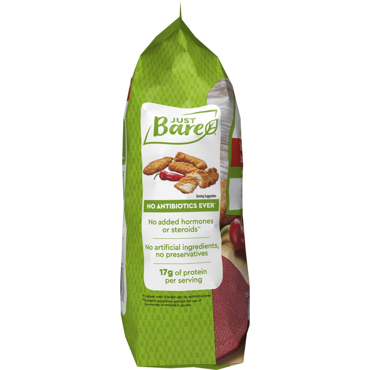 slide 7 of 7, Just BARE Lightly Breaded Chicken Breast Spicy Strips, 1.5 lb