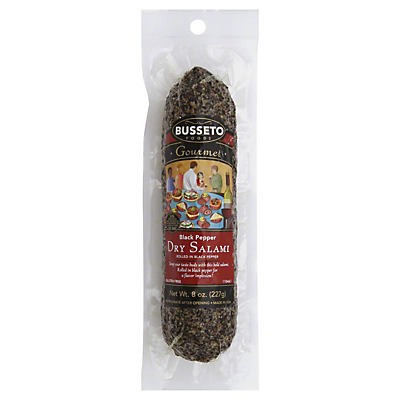 slide 1 of 7, Busseto Foods Gourmet Black Pepper Dry Salami, 8 oz