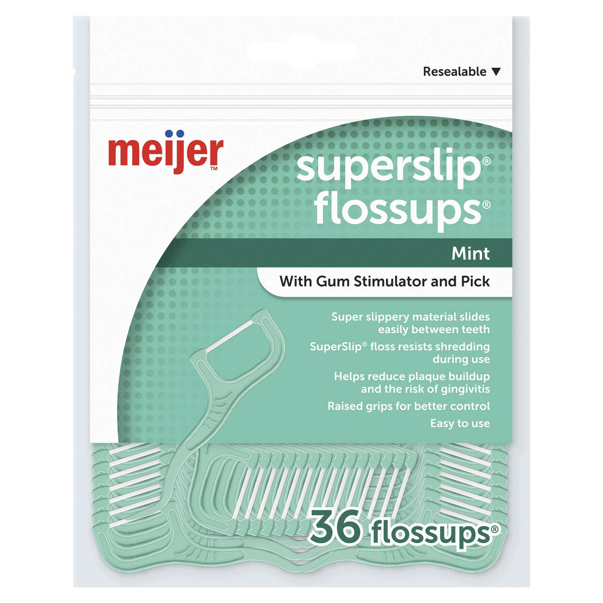 slide 1 of 5, Meijer SuperSlip Flossups Mint, 36 ct