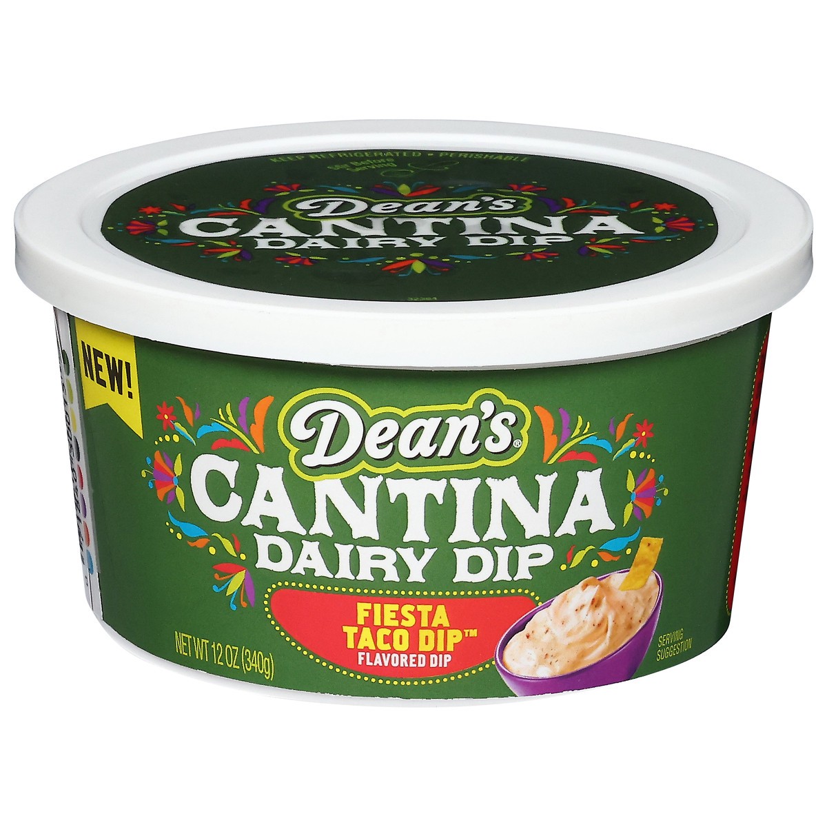 slide 1 of 10, Dean's Fiesta Taco Dip Flavored Cantina Dairy Dip 12 oz, 12 oz