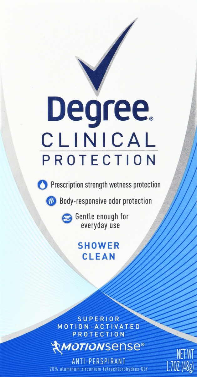 slide 9 of 9, Degree Clinical Protection Shower Clean Antiperspirant Deodorant, 1.7 oz