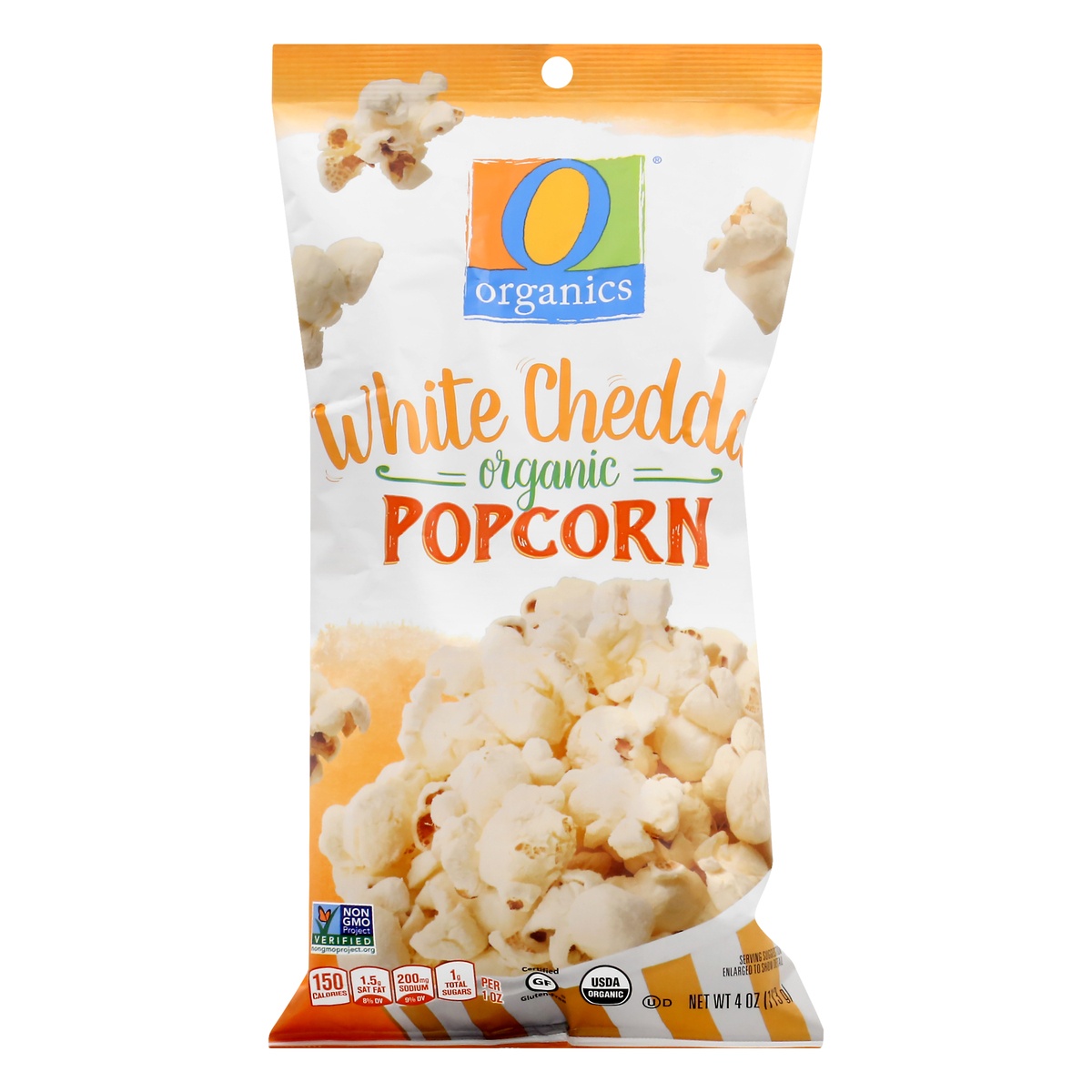 slide 1 of 1, O Orgnc Popcorn White Cheddar, 