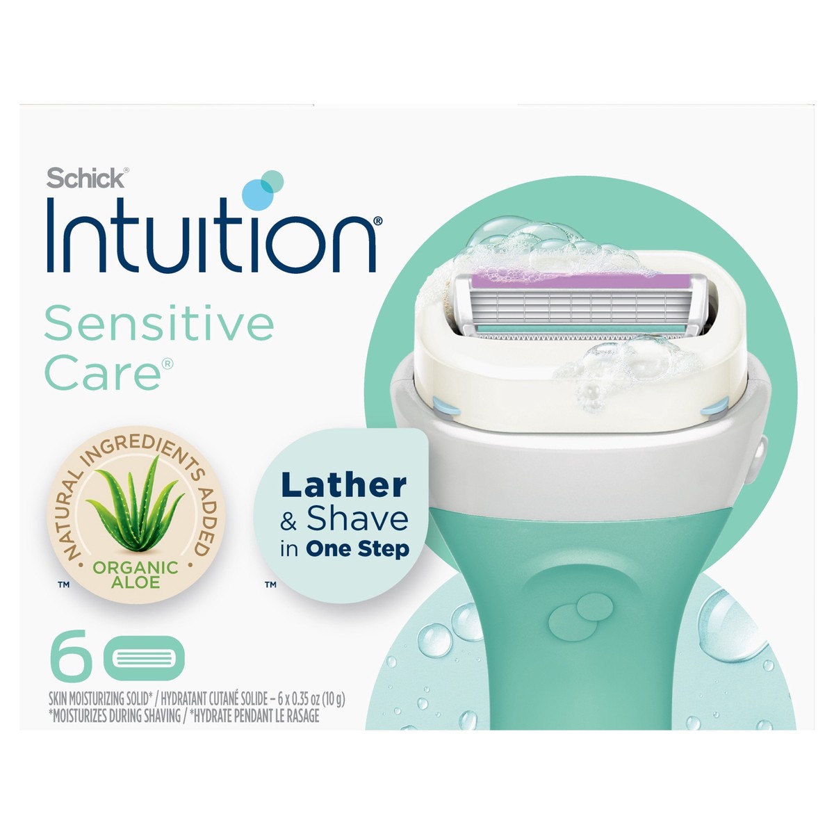 slide 1 of 3, Schick Intuition Sensitive Care With Natural Aloe Women's Refill Razor Blades, 6 ct