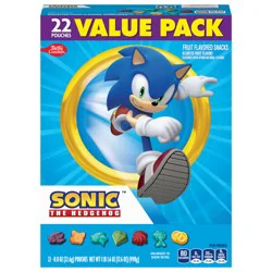 Betty Crocker Sonic The Hedgehog Fruit Flavored Snacks, Treat Pouches, Gluten Free Snack, Value Pack, 22 Ct, 17.6 oz
