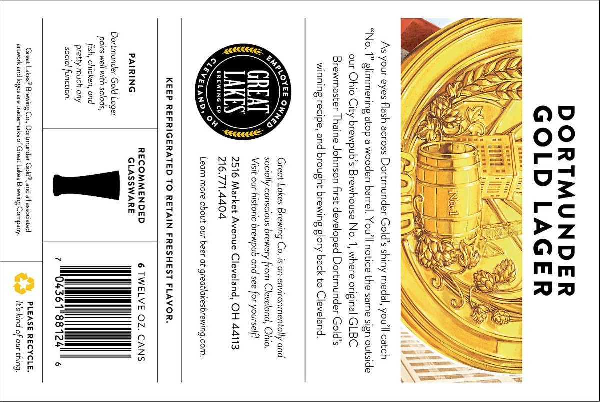 slide 4 of 8, Great Lakes Brewing Co. Great Lakes Dortmunder Gold 6 pack, 12 oz can, 5.8% ABV, 6 ct; 12 fl oz