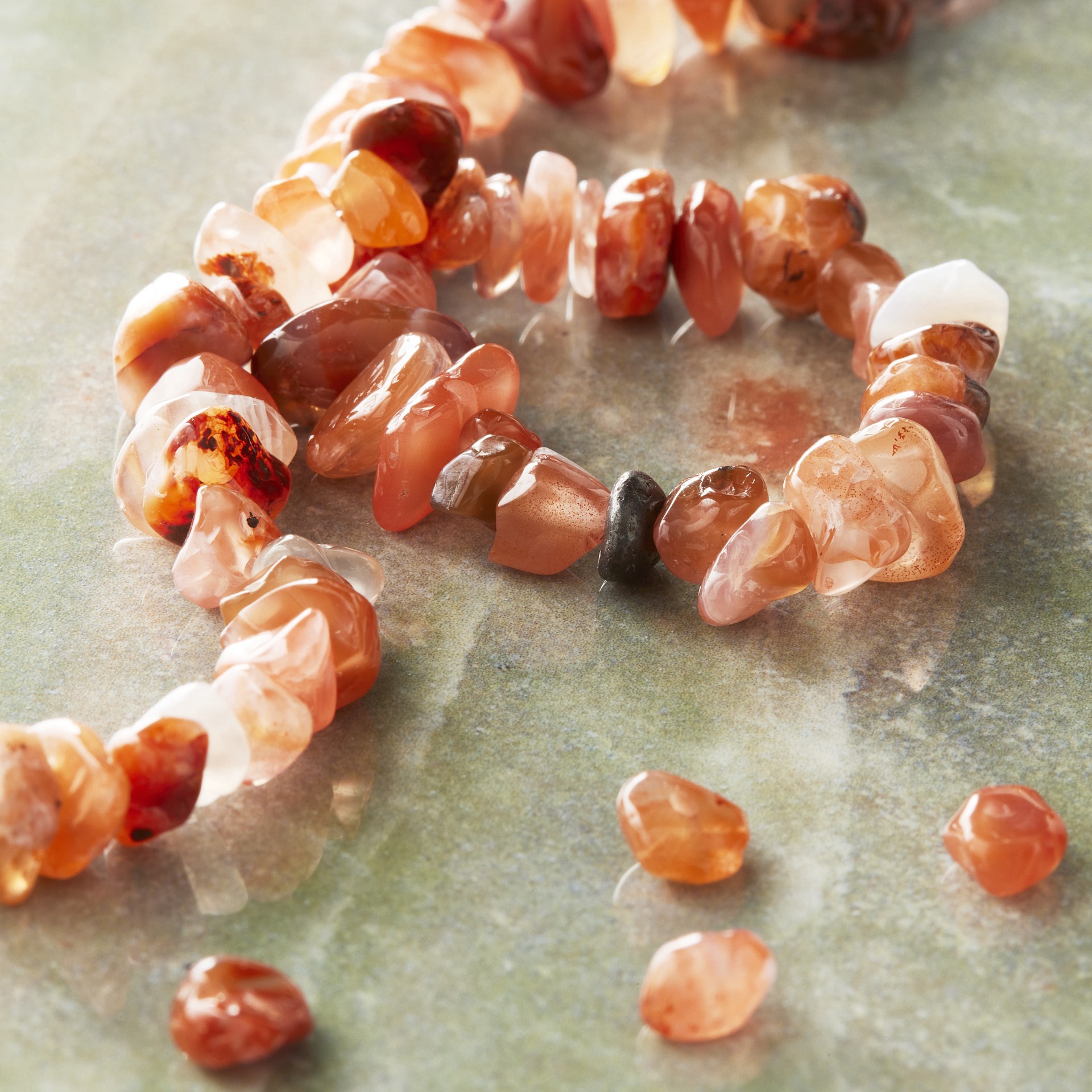 slide 3 of 3, Red Agate Chip Beads By Bead Landing, beads measure 5mm to 8mm
