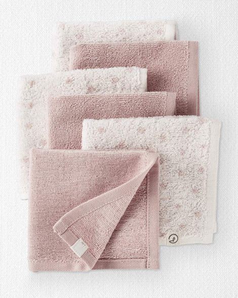 slide 1 of 3, Littleplanet Baby Girl 6-Pack Organic Cotton Washcloths Rosebud One Size, One Size