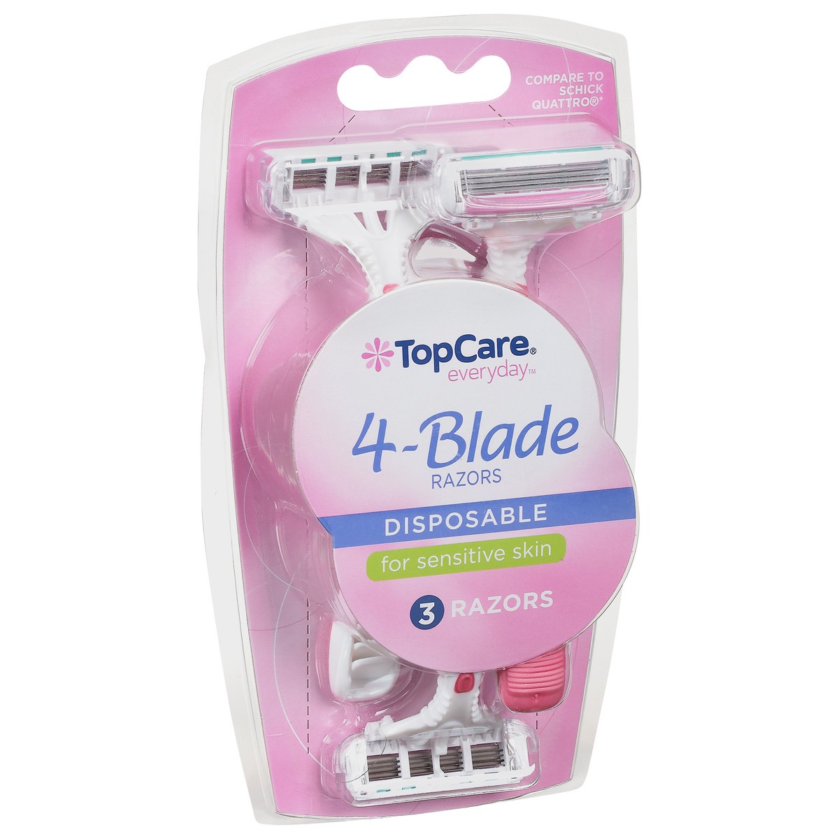 slide 2 of 11, TopCare Everyday Disposable 4-Blade Razors 3 ea, 3 ct