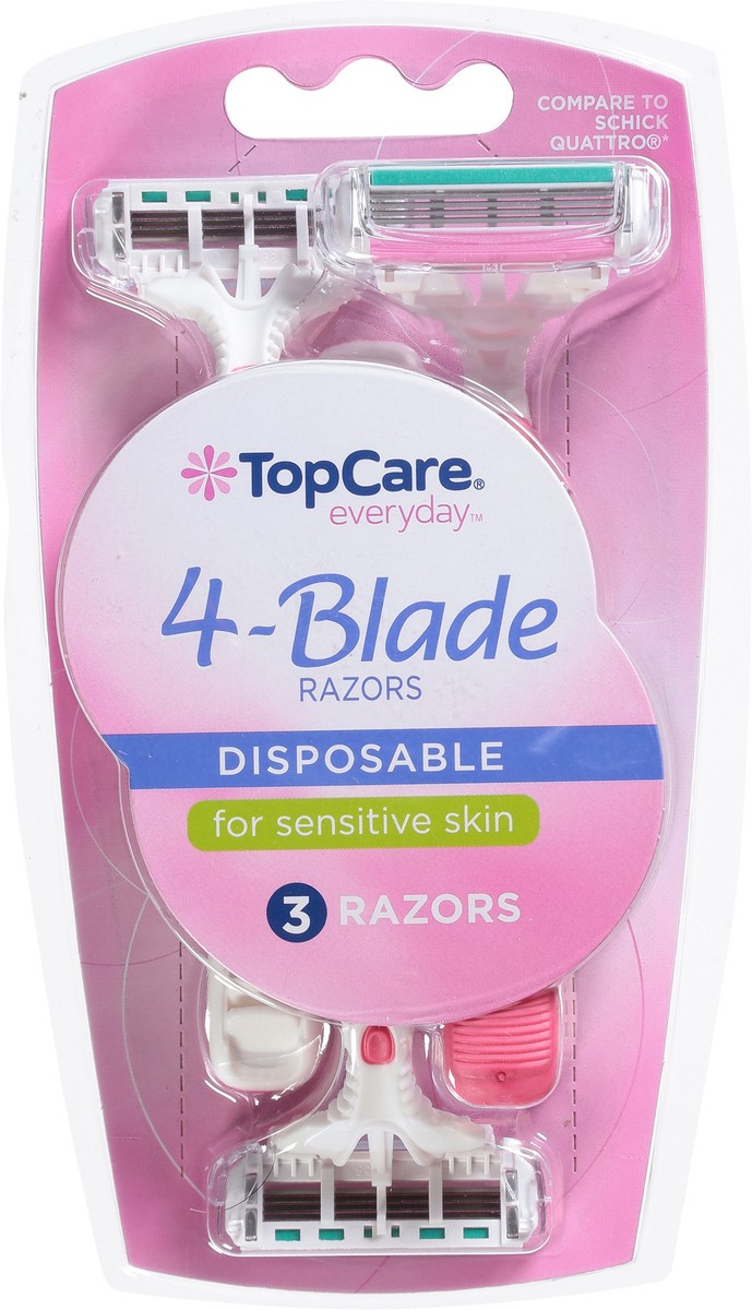 slide 5 of 11, TopCare Everyday Disposable 4-Blade Razors 3 ea, 3 ct