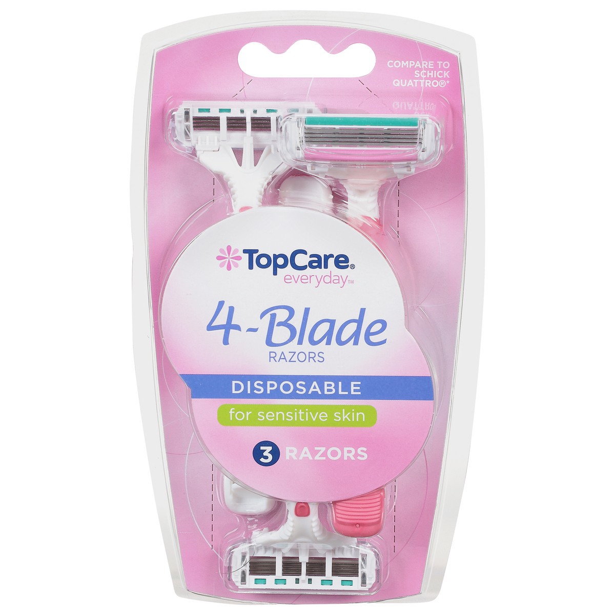 slide 11 of 11, TopCare Everyday Disposable 4-Blade Razors 3 ea, 3 ct