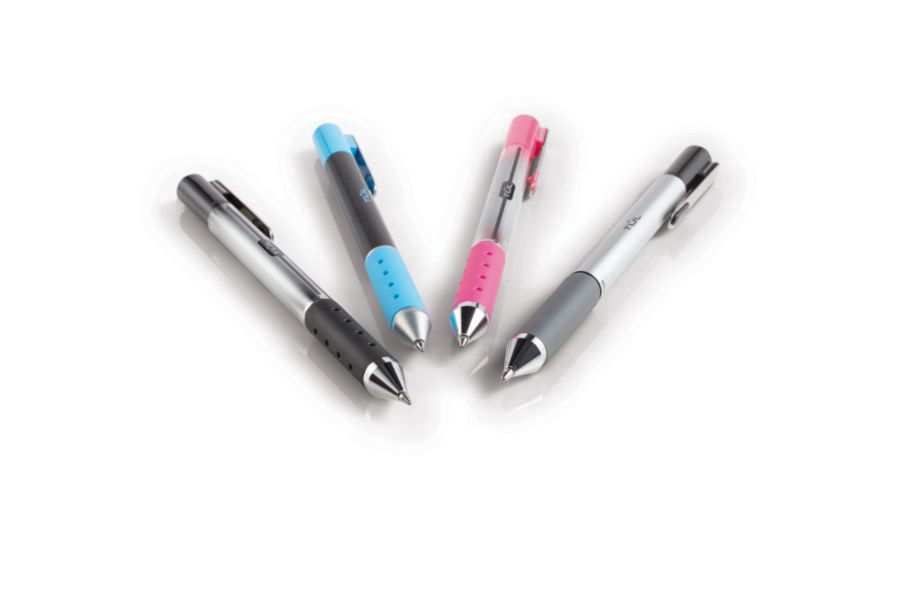 slide 2 of 3, TUL Bp3 Retractable Ballpoint Pens, Medium Point, Silver Barrel, Black Ink, Pack Of 4 Pens, 4 ct