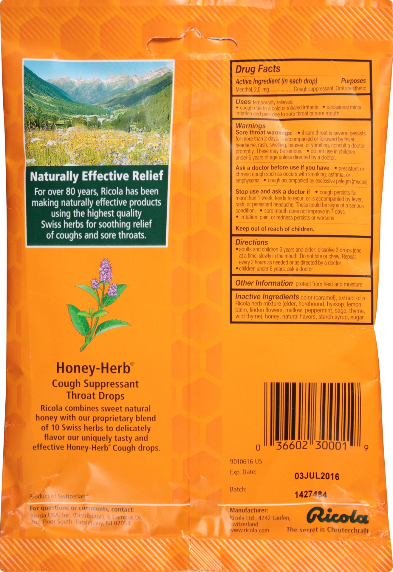 slide 4 of 5, Ricola Natural Honey Herb Throat Drops, 24 ct