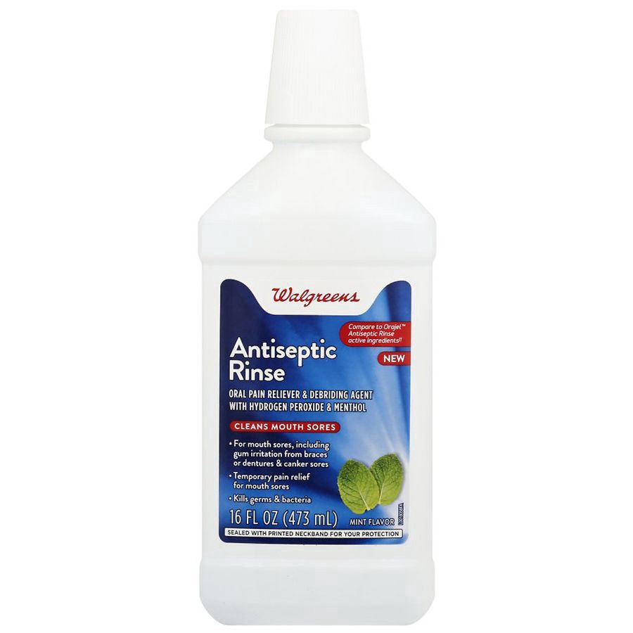 slide 1 of 2, Walgreens Antiseptic Rinse Oral Pain Reliever & Debriding Agent, 16 oz