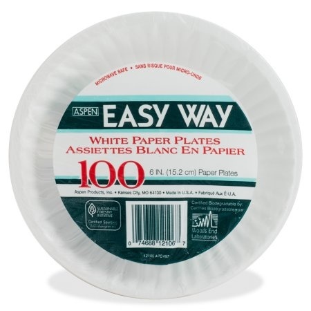slide 1 of 1, Easy Way White Paper Plates, 100 ct; 6 in