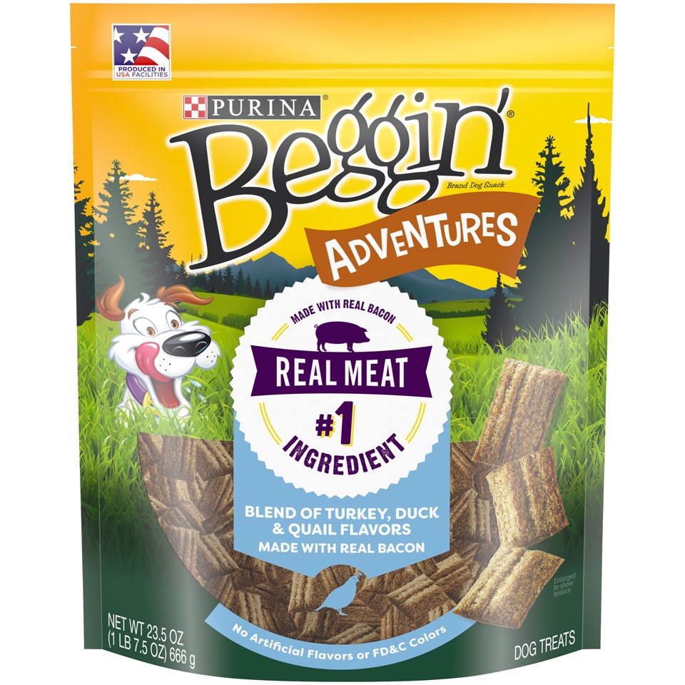 slide 1 of 1, Purina Beggin Adventures Blend Dog Treats Pouch, 23.5 oz