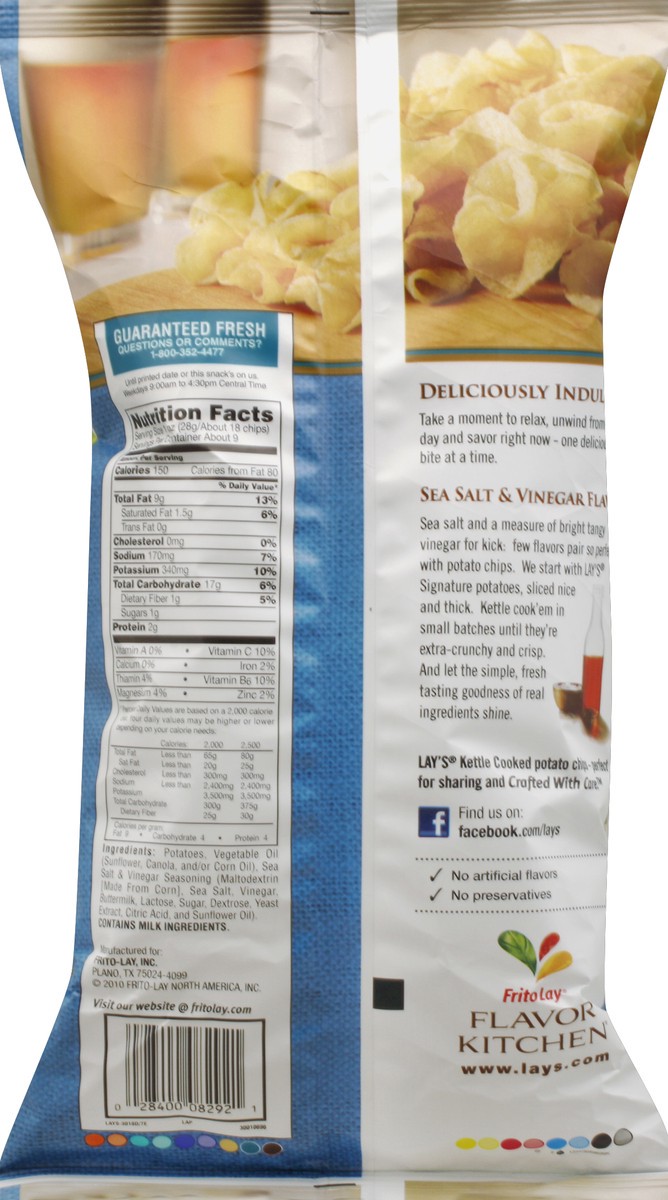 slide 6 of 6, Lay's Lays Salt And Vinegar Kettle Chips, 8 oz