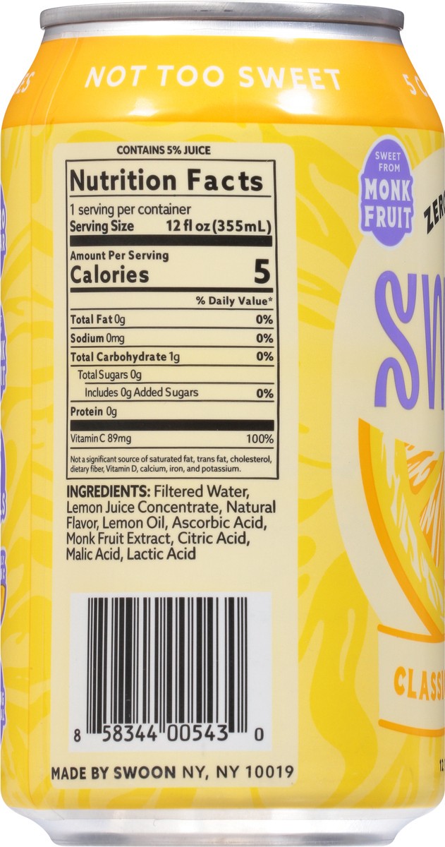 slide 4 of 9, Swoon 12oz Zero Sugar Classic Lemonade, 1 ct