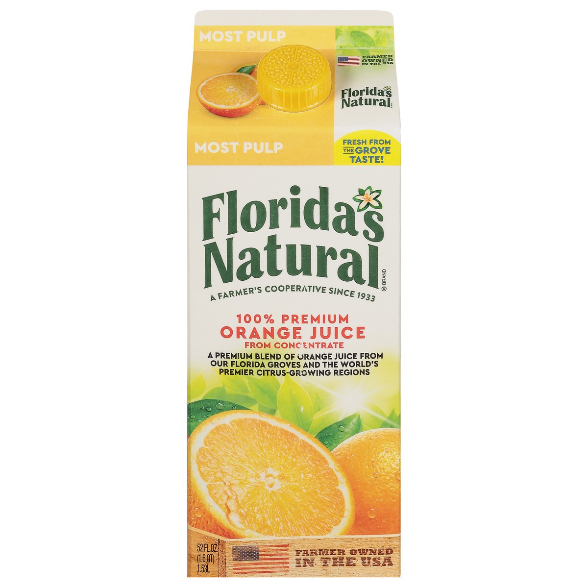 slide 1 of 9, Florida's Natural Most Pulp 100% Premium Orange Juice, 52 fl oz