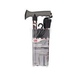 slide 1 of 1, CVS Health Gel Grip Folding Cane Brown, 1 ct