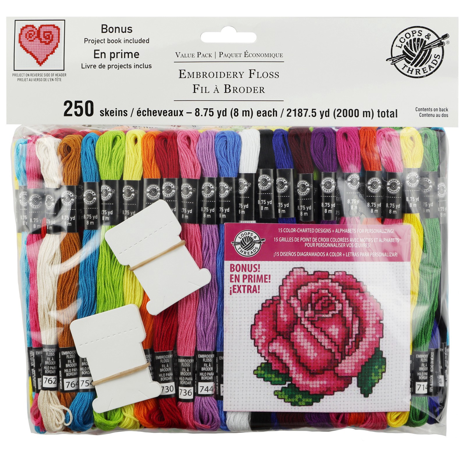 slide 2 of 6, Embroidery Floss Value Pack By Loops & Threads, 250ct., 250 ct