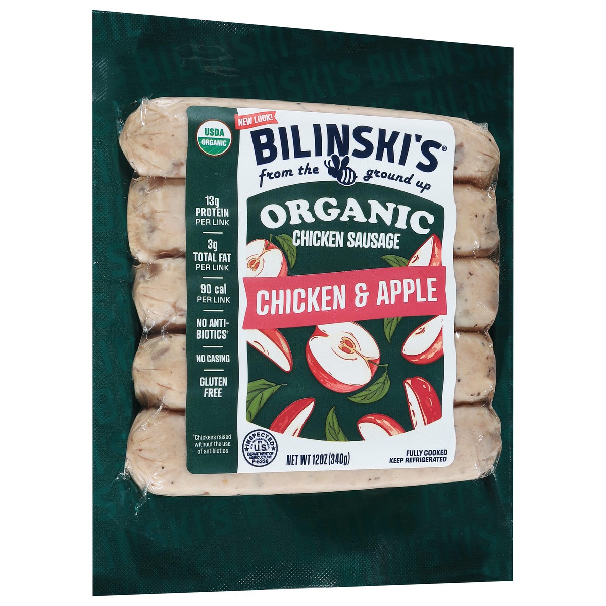 slide 12 of 12, Bilinsk Org Apple&Hny Chkn Sausge, 12 oz