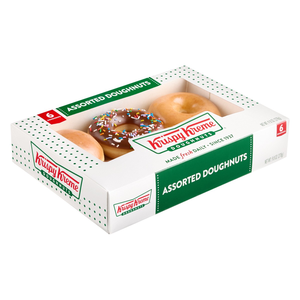 slide 4 of 7, Krispy Kreme 6-Count Classic Assorted Doughnuts, 9.8 oz