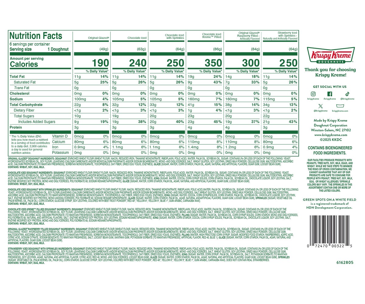 slide 3 of 7, Krispy Kreme 6-Count Classic Assorted Doughnuts, 9.8 oz