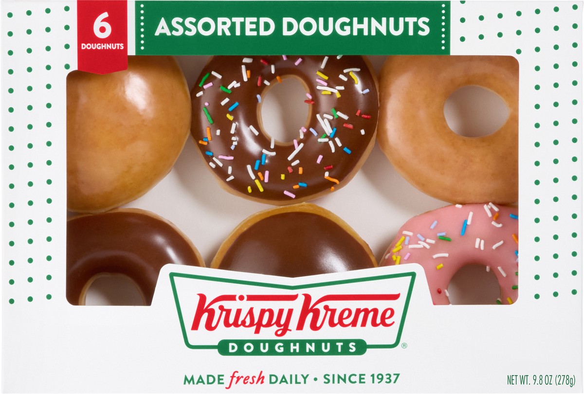 slide 1 of 7, Krispy Kreme Doughnuts, Assorted, 9.8 oz