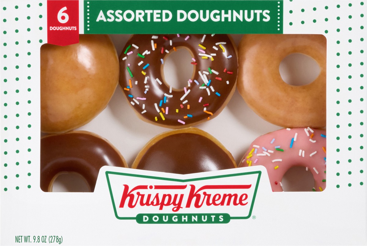 slide 1 of 7, Krispy Kreme 6-Count Classic Assorted Doughnuts, 9.8 oz