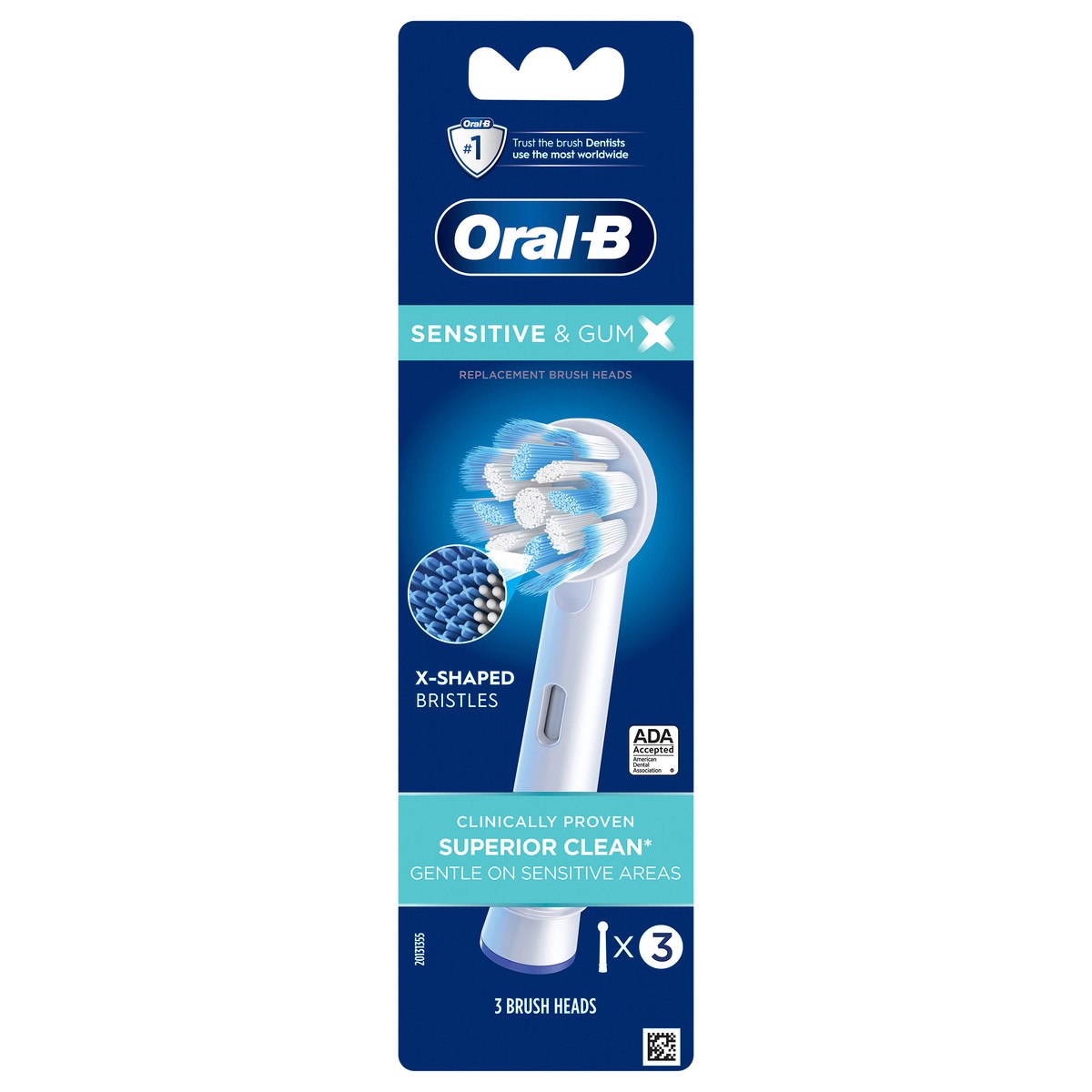 slide 1 of 4, Oral-B Sensitive & Gum X X-Filament Replacement Brush Heads, 3 Count, 3 ct