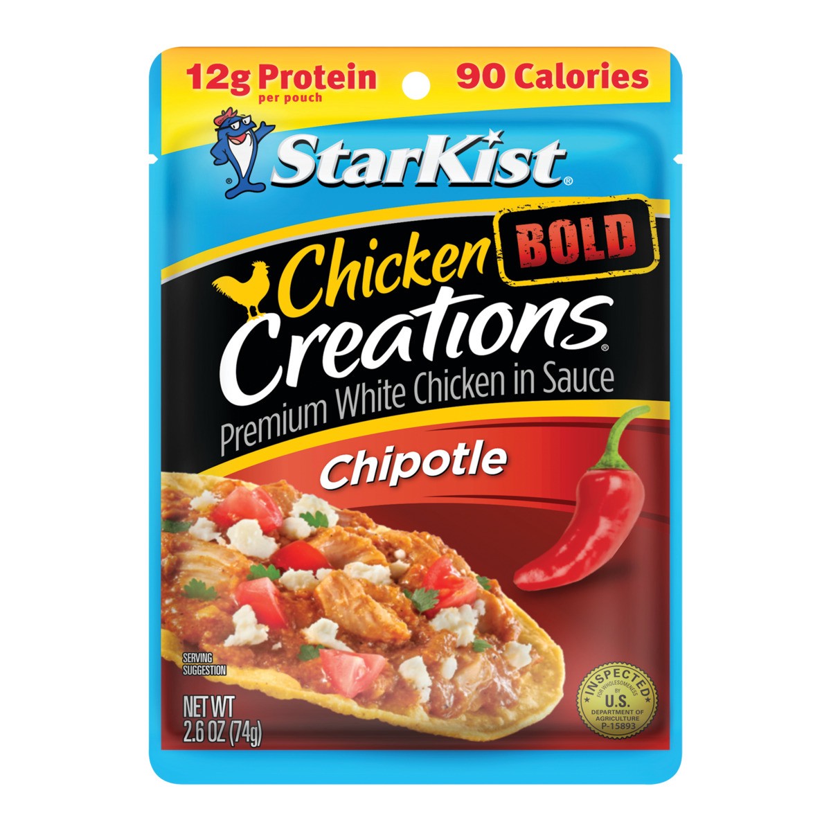 slide 1 of 12, StarKist Chicken Creations Bold Premium Chipotle White Chicken in Sauce 2.6 oz, 2.6 oz
