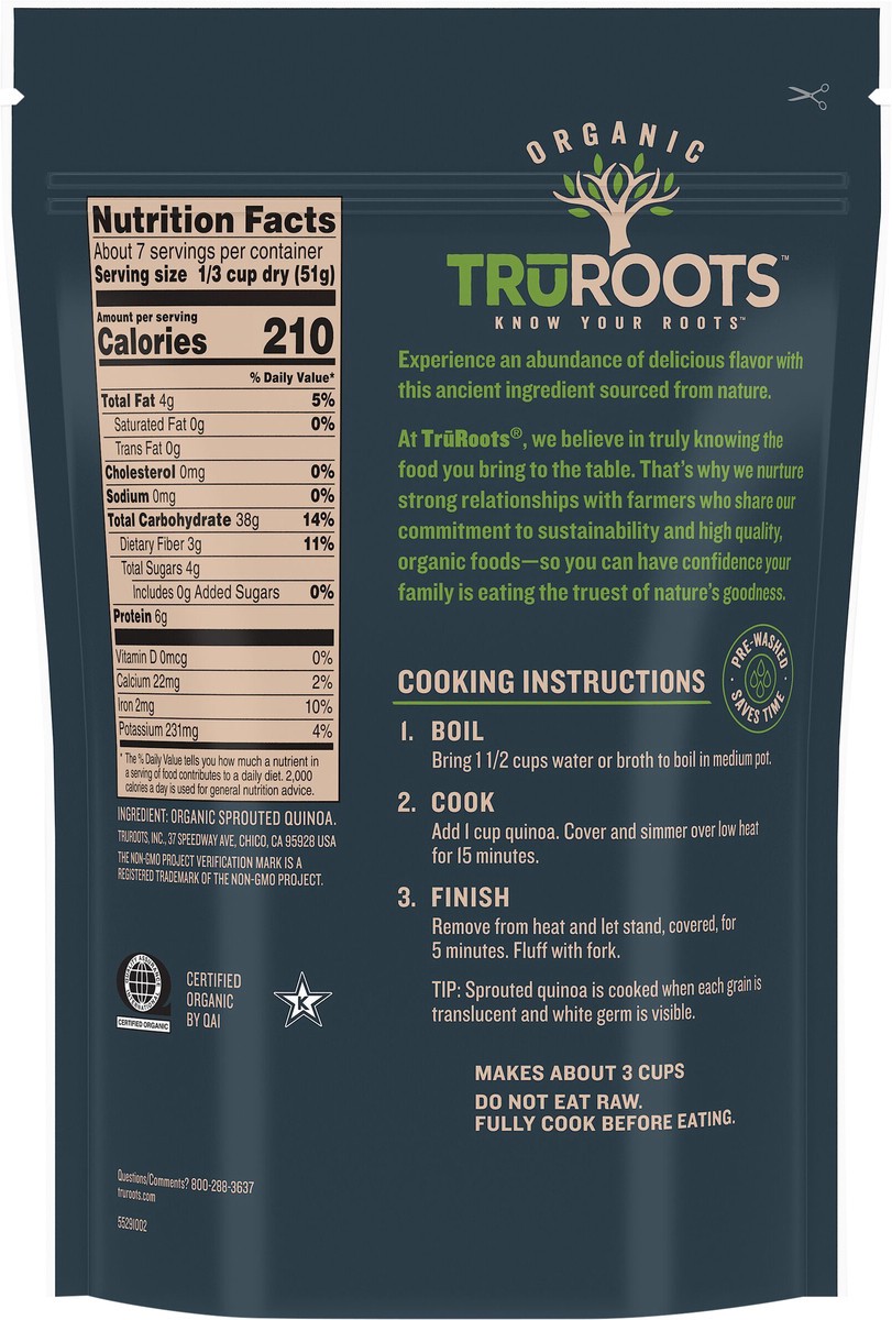 slide 3 of 7, truRoots Organic Sprouted Quinoa, 12 oz