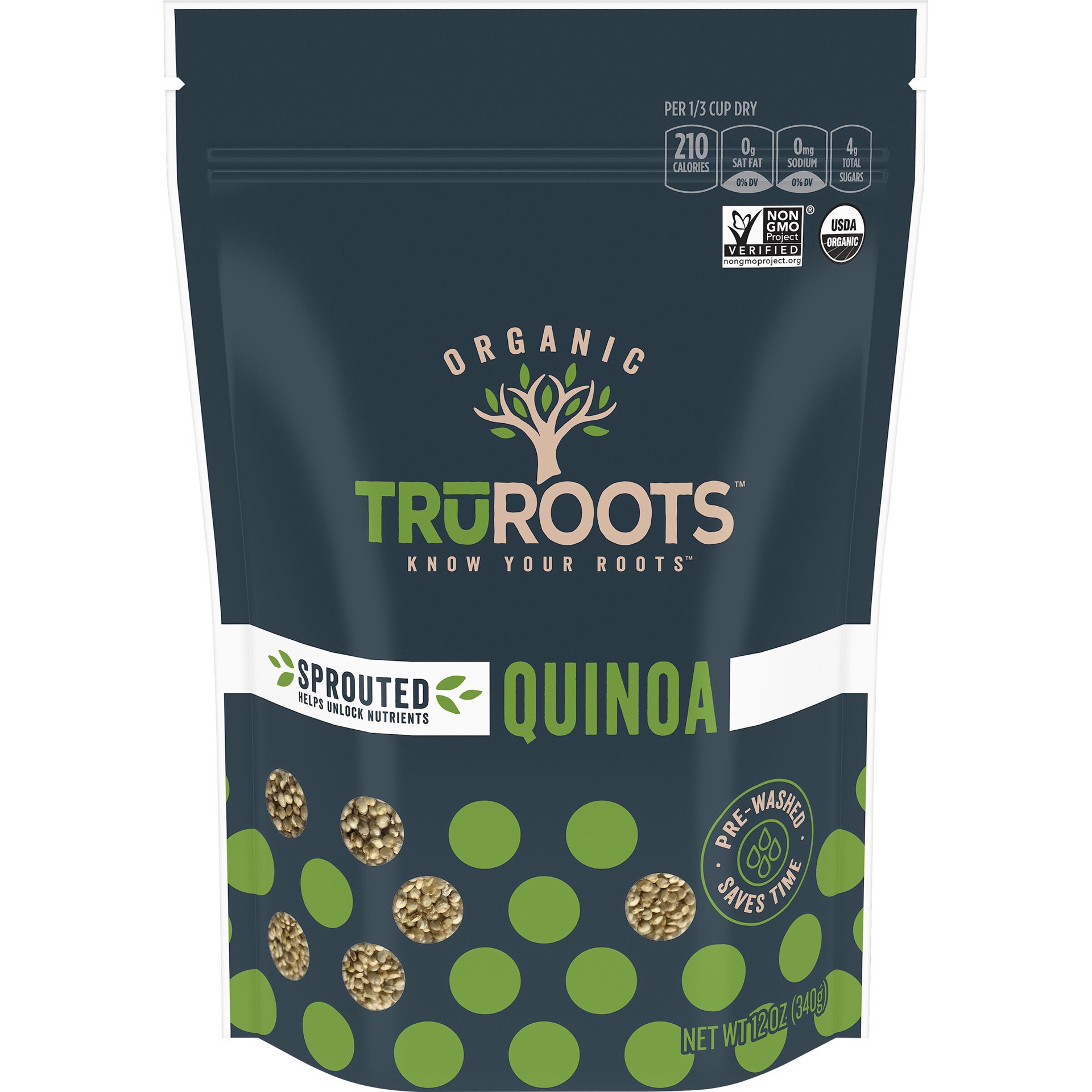 slide 1 of 7, truRoots Organic Sprouted Quinoa, 12 oz