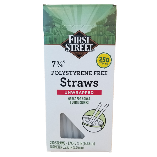 slide 1 of 1, First Street Polystyrene Free Straws 7 3/4In, 250 ct