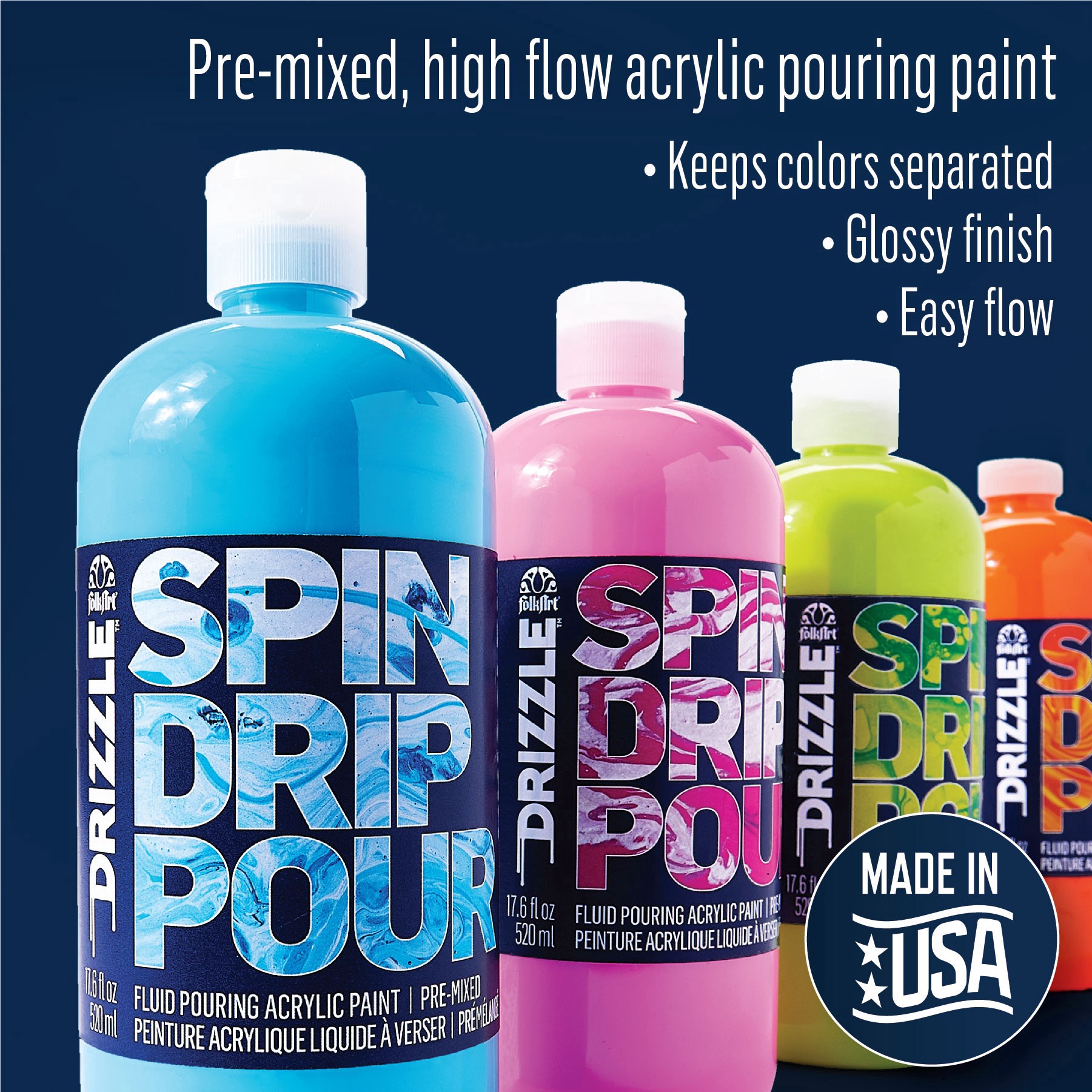 slide 2 of 12, Folkart Drizzle Pre-Mixed Fluid Pouring Acrylic Paint, 17.6oz., 17.6 oz