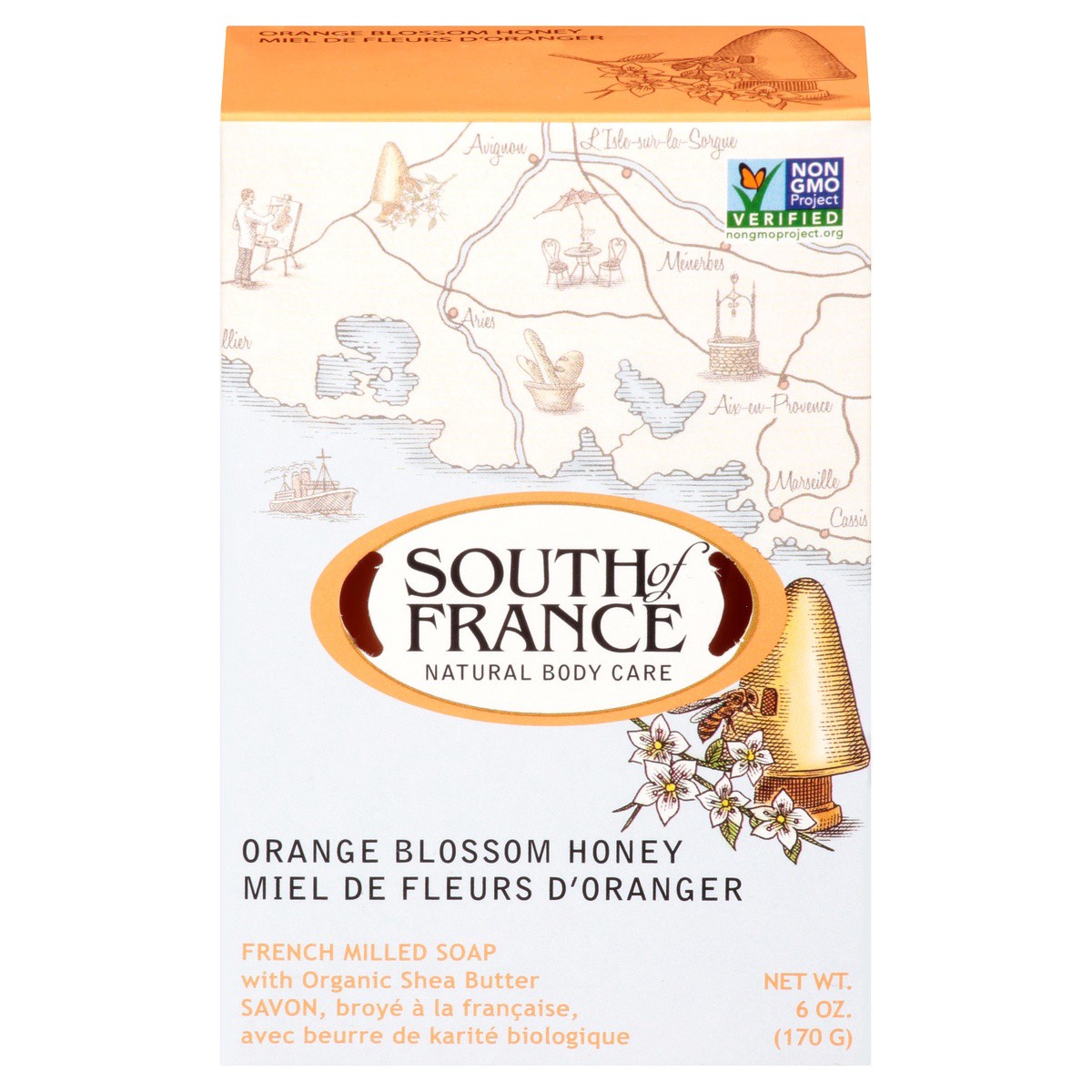 slide 1 of 9, South of France Orange Blossom Honey Bar Soap, 6 oz