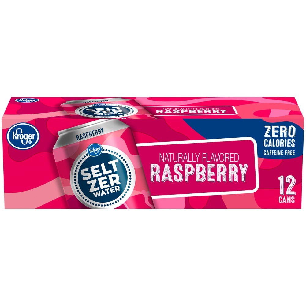 slide 2 of 3, Kroger Raspberry Seltzer Water, 12 ct; 12 fl oz