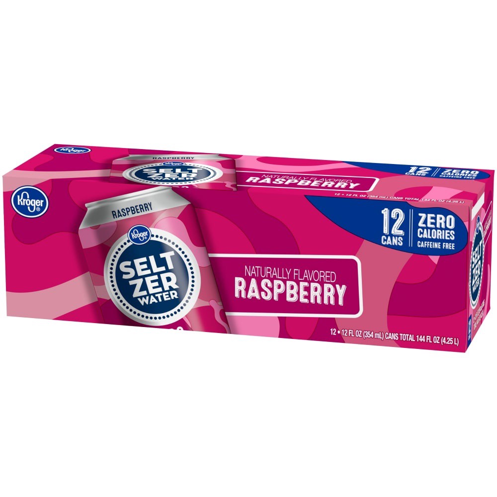 slide 3 of 3, Kroger Raspberry Seltzer Water, 12 ct; 12 fl oz