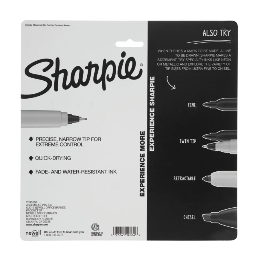 Sharpie 24 Count Permanent Markers, Fine Point, Electro Pop