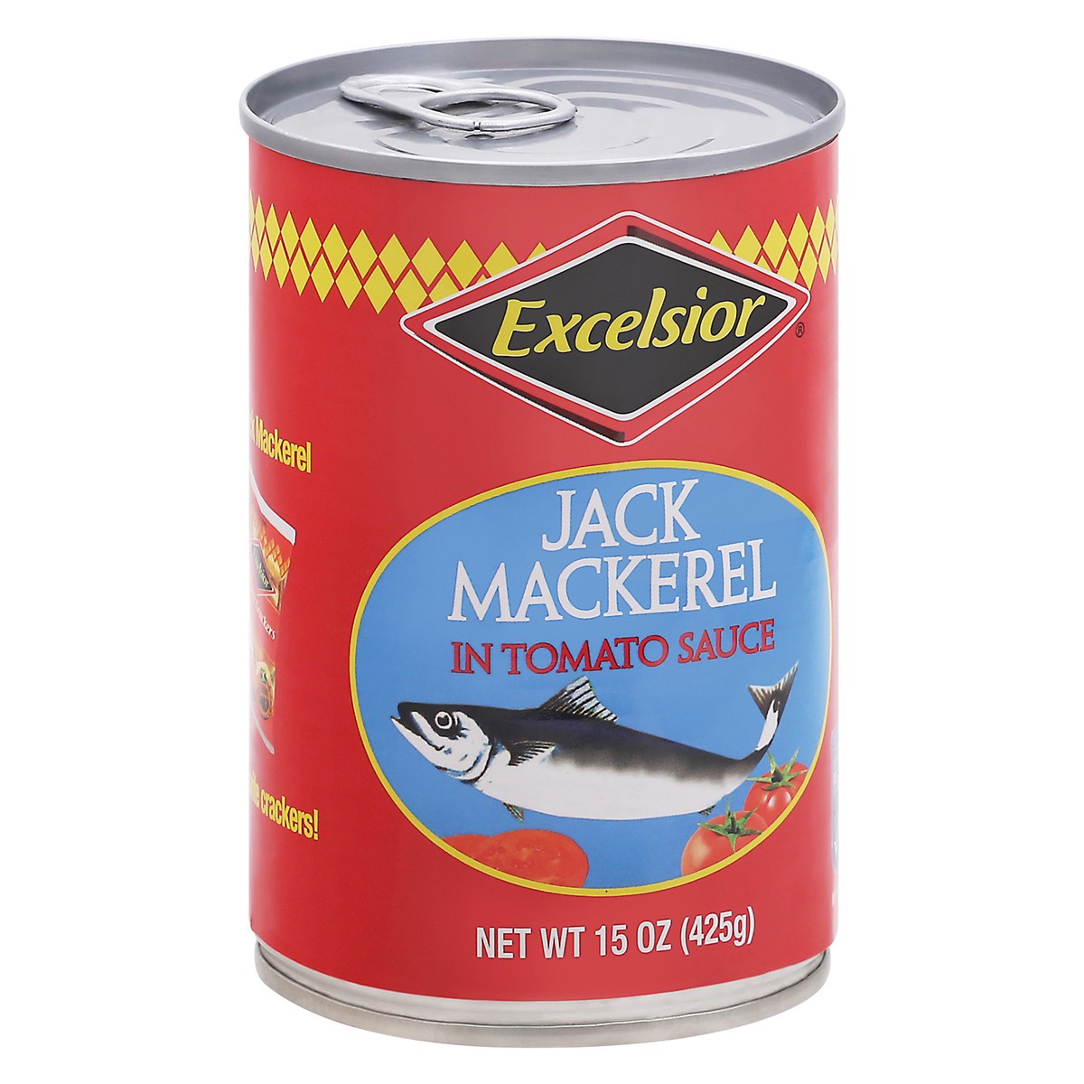 slide 5 of 9, Excelsior Jack Mackerel In Tomato Sauce 15 oz Can, 15 oz