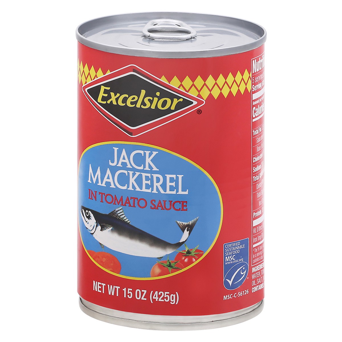 slide 8 of 9, Excelsior Jack Mackerel In Tomato Sauce 15 oz Can, 15 oz