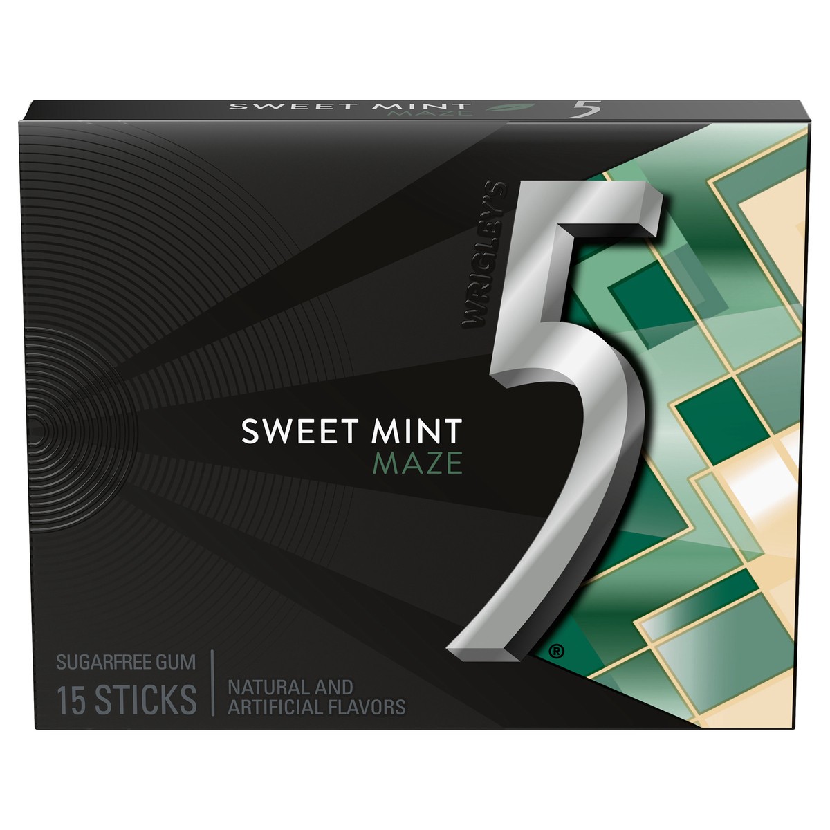 slide 4 of 4, 5 GUM Sweet Mint Maze Sugar Free Chewing Gum, 15 Stick Pack, 15 ct