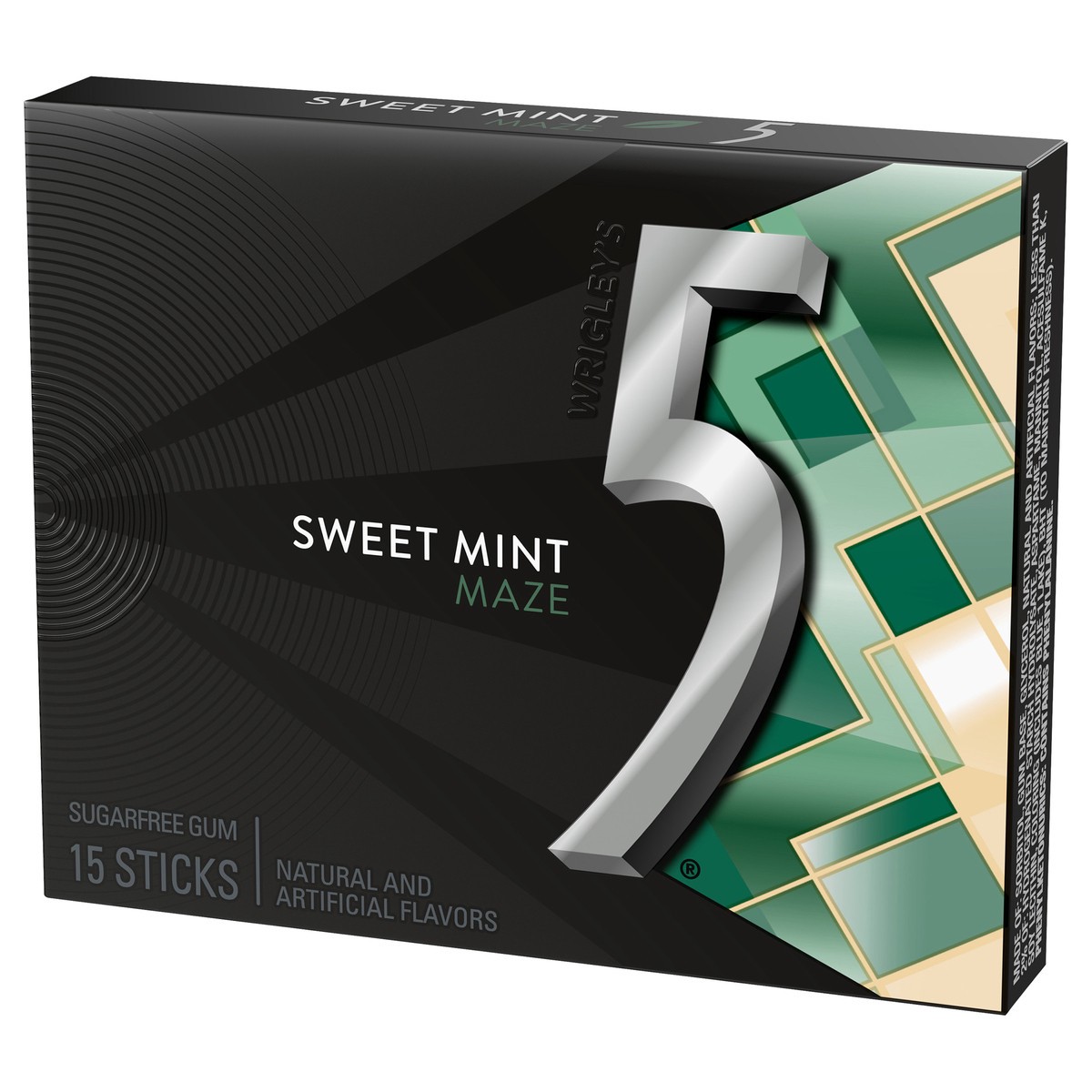 slide 2 of 4, 5 GUM Sweet Mint Maze Sugar Free Chewing Gum, 15 Stick Pack, 15 ct