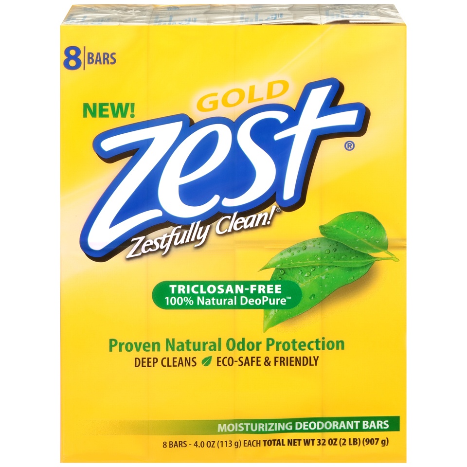 slide 1 of 1, Zest Gold Moisturizing Deodorant Soap, 8 ct; 4 oz
