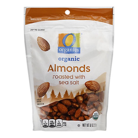 slide 1 of 1, O Organics Organic Almonds Roasted With Sea Salt, 8 oz