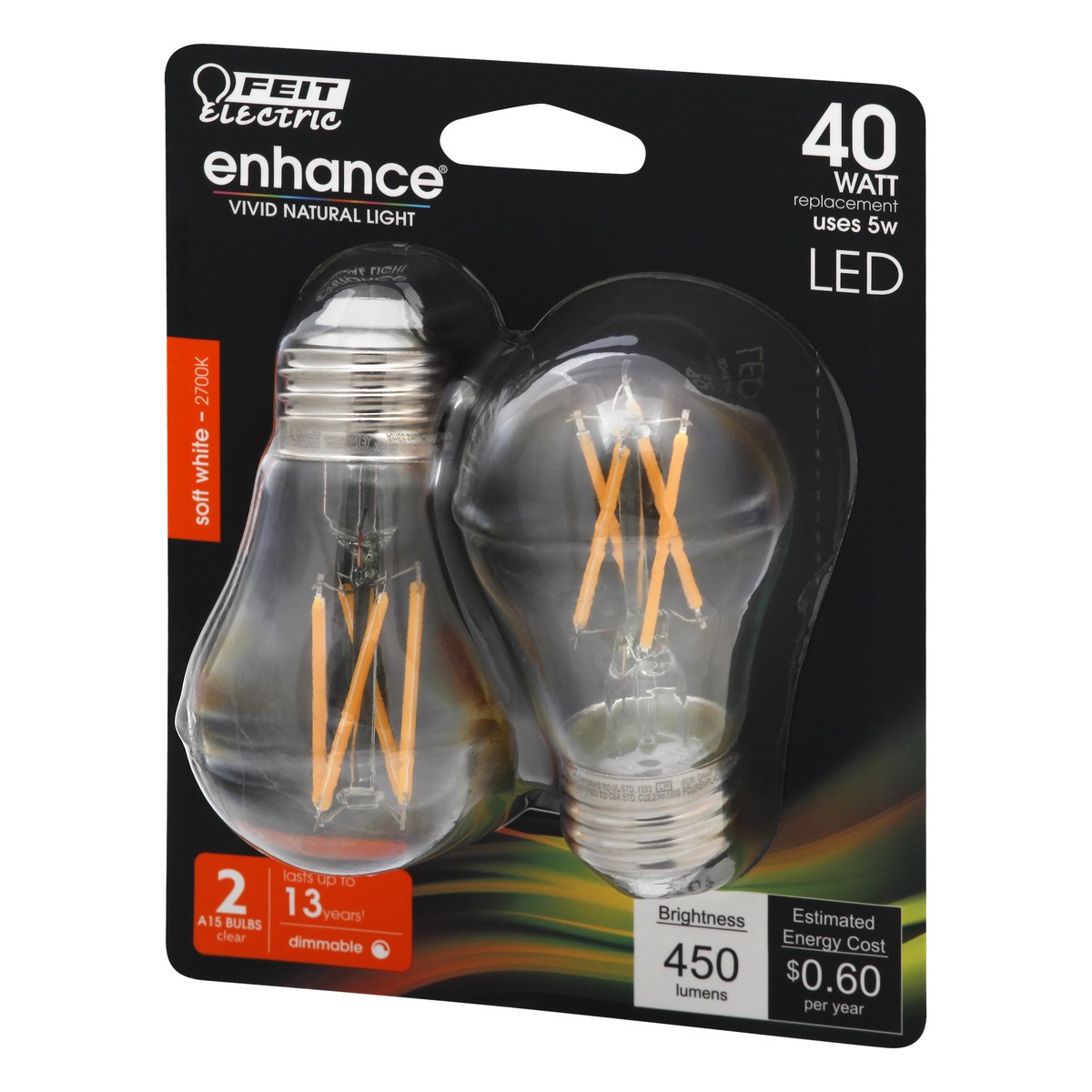 slide 8 of 11, Feit Electric Enhance 5 Watts LED Clear Soft White Bulbs 2 ea, 2 ct